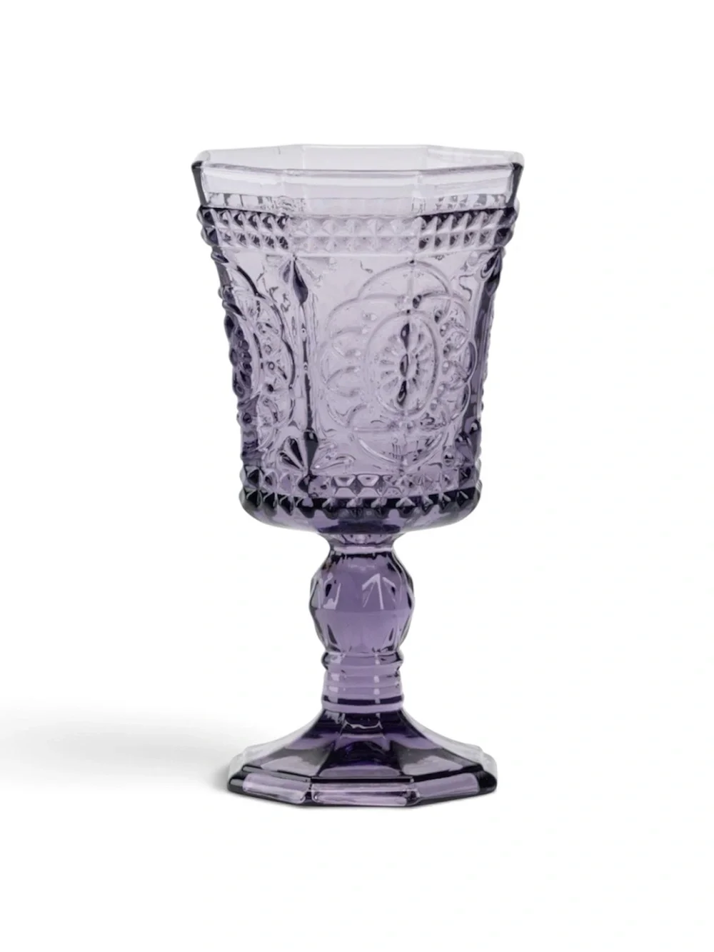New! Set of 4, Amethyst Glass Goblet Set!